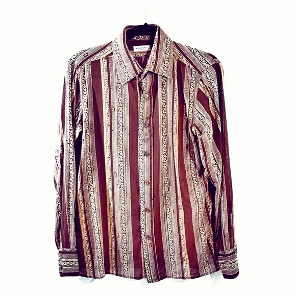 Vintage Designer Yves Saint Laurent Semi-Sheer Button-down Cotton Blouse - Picture 1 of 13